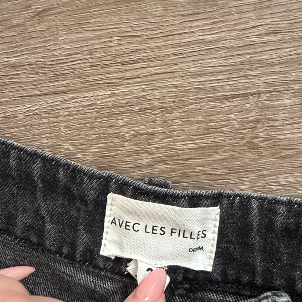 Avec Les Filles Leather Panel straight leg Jeans - Picture 4 of 6